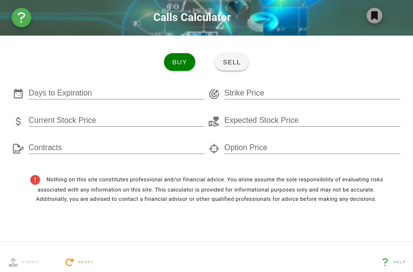 Options Call Calculator