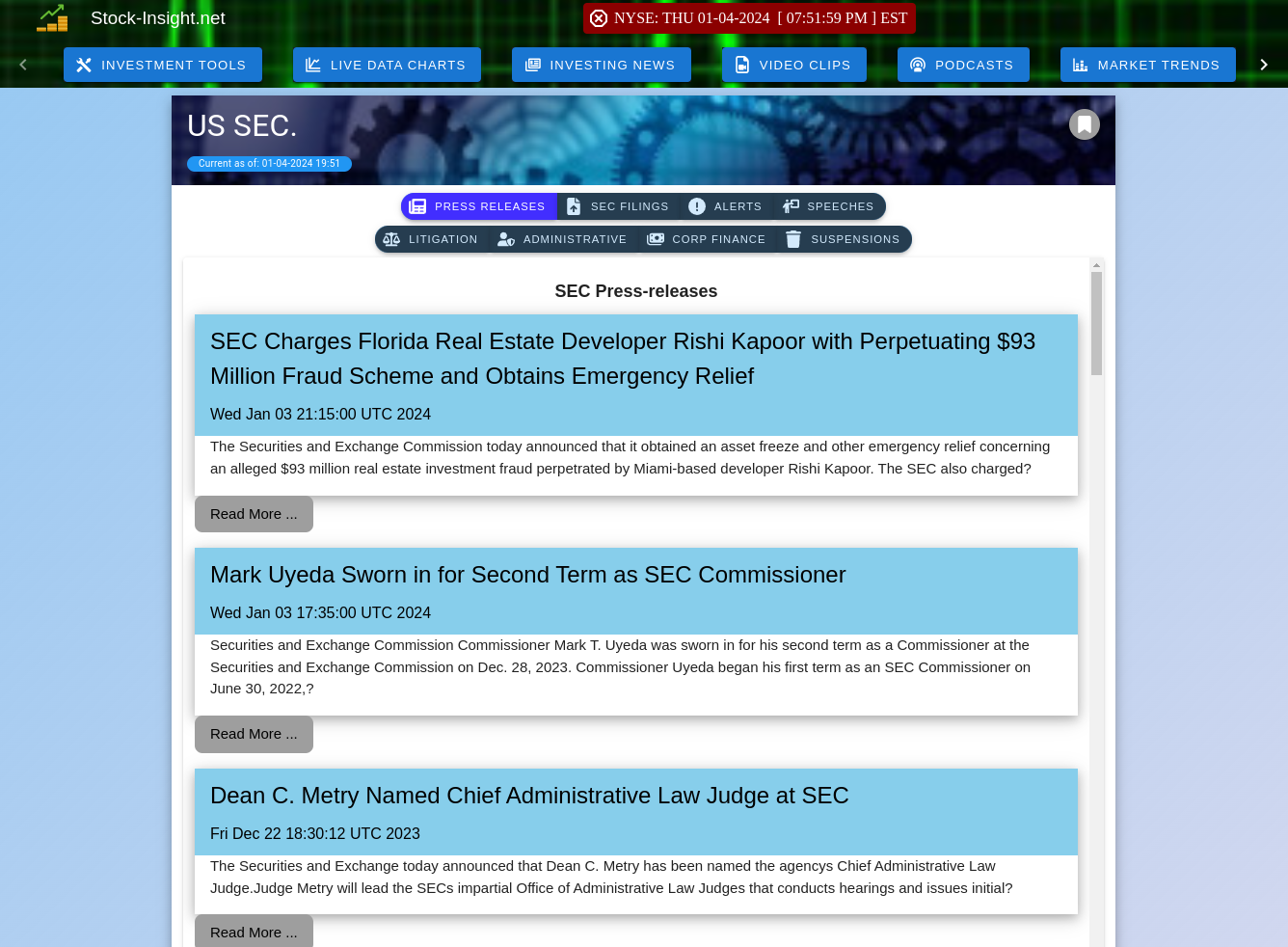 Latest SEC News & Filings